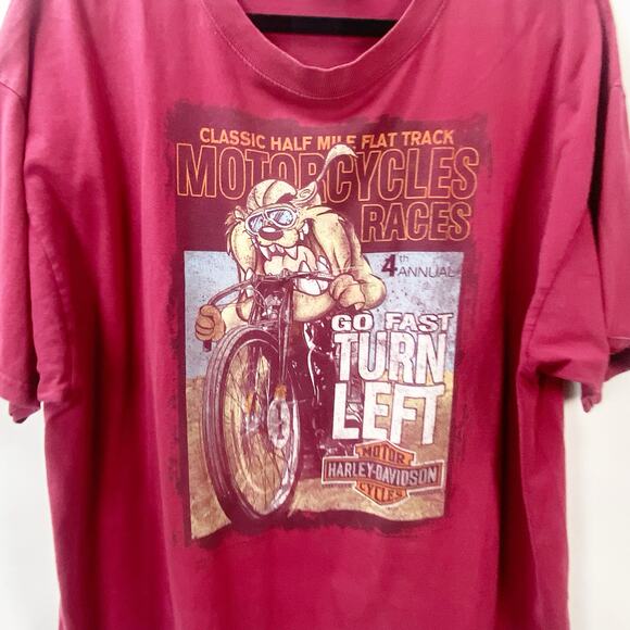 Vintage Hanes Looney Tunes Harley-Davidson T-Shirt 2XL Mens Motorcycle Racing - Picture 2 of 8